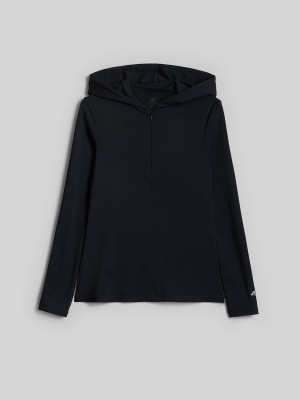 4F Longsleeve slim z kapturem damski - czarny
