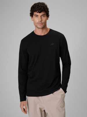 4F Longsleeve slim gładki męski - czarny