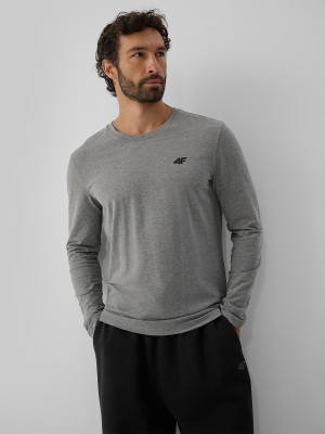 4F Longsleeve slim gładki męski - szary