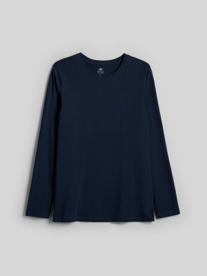 4F Longsleeve slim gładki męski - granatowy