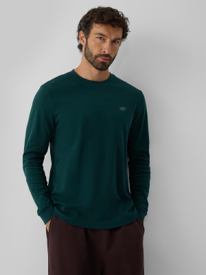 4F Longsleeve regular gładki męski - zielony
