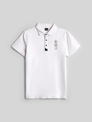 4F Koszulka polo regular męska - biała