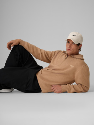 4F Sweter regular z wełną męski - beżowy