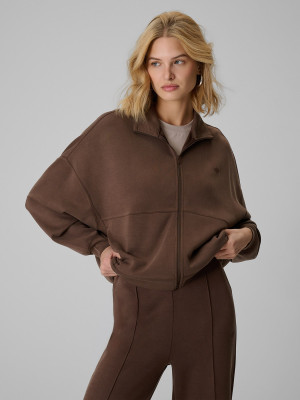 4F Bluza dresowa loose bez kaptura damska - brązowa