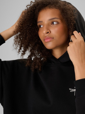 4F Bluza dresowa loose z kapturem damska - czarna
