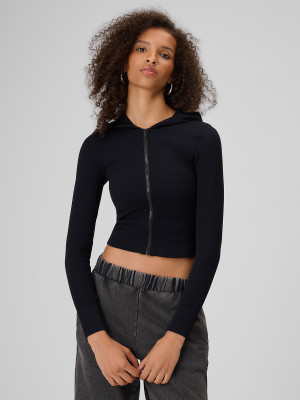 4F Bluza bezszwowa slim z kapturem damska - czarna