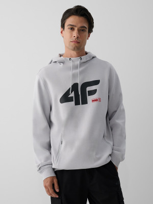 4F Bluza dresowa regular z kapturem męska - szara