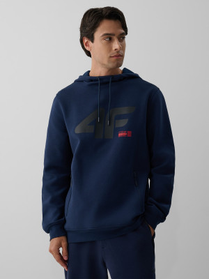 4F Bluza dresowa regular z kapturem męska - granatowa