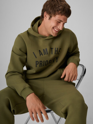 4F Bluza dresowa regular z kapturem męska - khaki