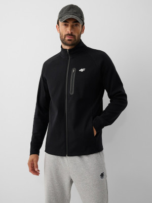 4F Bluza dresowa regular bez kaptura męska - czarna
