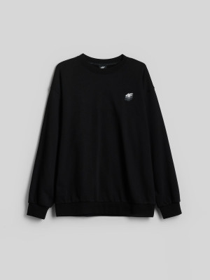 4F Bluza dresowa loose bez kaptura męska - czarna
