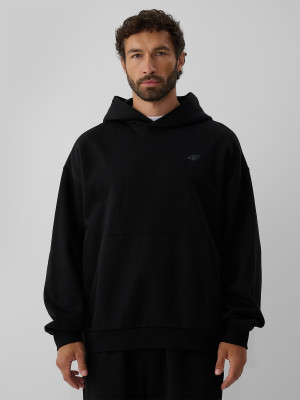 4F Bluza dresowa oversize z kapturem męska - czarna