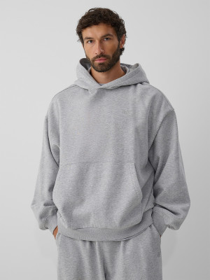 4F Bluza dresowa oversize z kapturem męska - szara