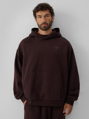 4F Bluza dresowa oversize z kapturem męska - brązowa