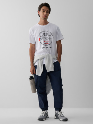 4F Spodnie casual cargo męskie - granatowe