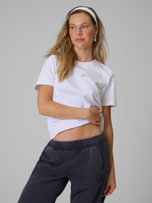 4F T-shirt regular gładki damski - biały