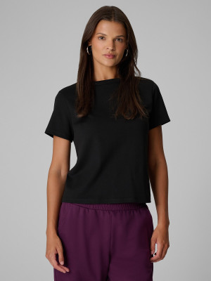 4F T-shirt regular gładki damski - czarny