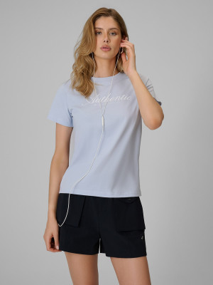4F T-shirt regular z nadrukiem damski - niebieski