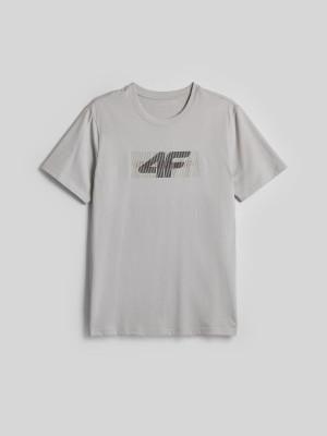 4F T-shirt regular z nadrukiem męski - szary
