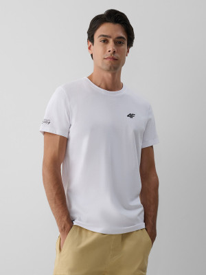 4F T-shirt regular z nadrukiem męski - biały