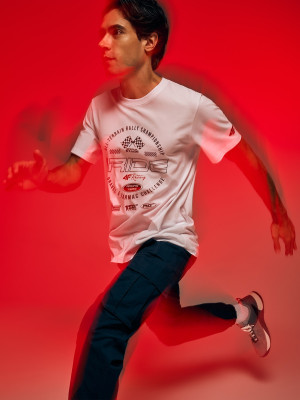 4F T-shirt regular z nadrukiem męski - biały