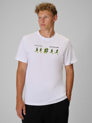 4F T-shirt regular z nadrukiem męski - biały