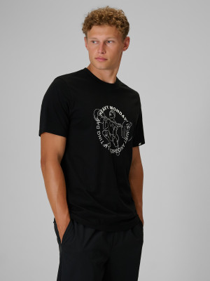 4F T-shirt regular z nadrukiem męski - czarny