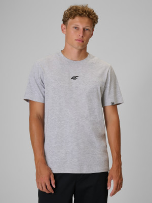 4F T-shirt regular z nadrukiem męski - szary
