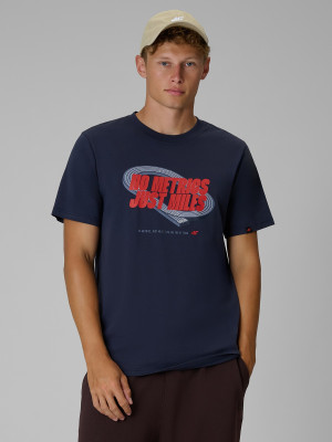 4F T-shirt regular z nadrukiem męski - granatowy