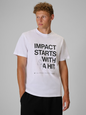4F T-shirt regular z nadrukiem męski - biały