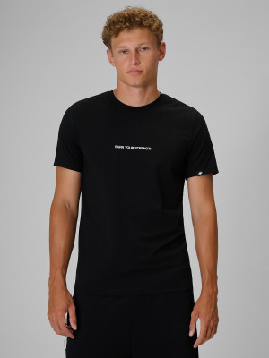 4F T-shirt slim z nadrukiem męski - czarny