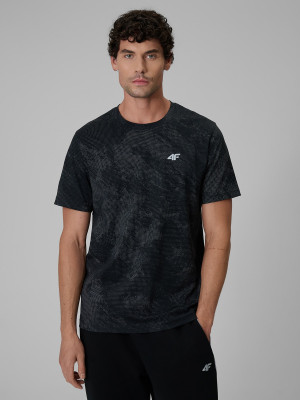 4F T-shirt regular z nadrukiem męski - czarny