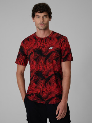 4F T-shirt regular z nadrukiem męski - czerwony