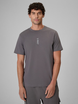 4F T-shirt regular z nadrukiem męski - szary
