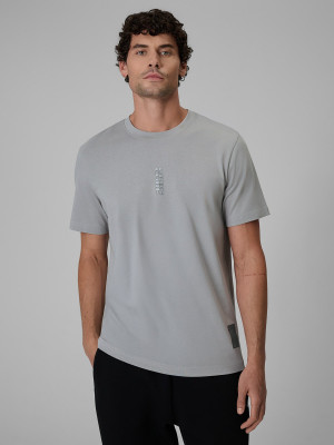4F T-shirt regular z nadrukiem męski - szary