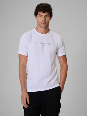 4F T-shirt slim z nadrukiem męski - biały