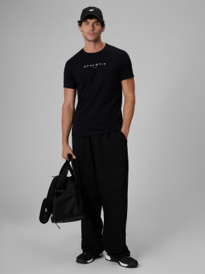 4F T-shirt slim z nadrukiem męski - czarny