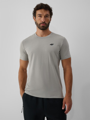 4F T-shirt slim gładki męski - szary