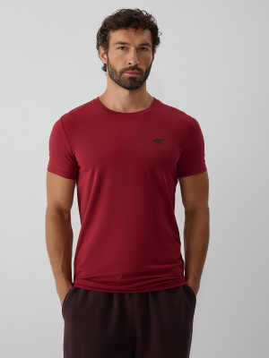 4F T-shirt regular gładki męski - burgundowy