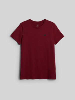 4F T-shirt regular gładki męski - burgundowy