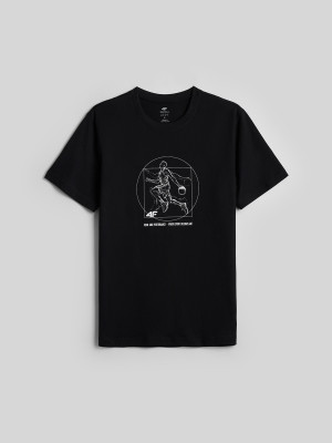 4F T-shirt regular z nadrukiem męski - czarny