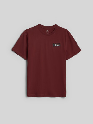 4F T-shirt regular z nadrukiem męski - brązowy