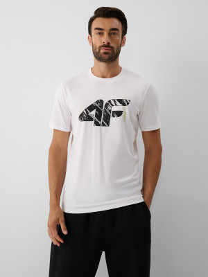 4F T-shirt regular z nadrukiem męski - biały