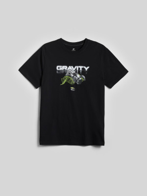 4F T-shirt regular z nadrukiem męski - czarny