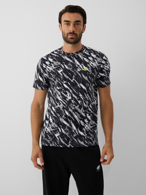 4F T-shirt regular z nadrukiem męski - czarny