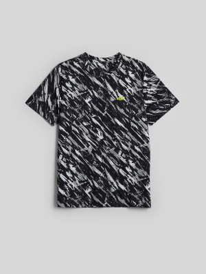 4F T-shirt regular z nadrukiem męski - czarny