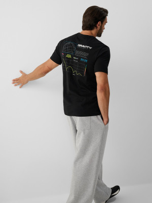 4F T-shirt regular z nadrukiem męski - czarny