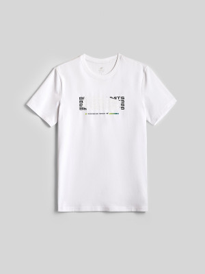 4F T-shirt slim z nadrukiem męski - biały