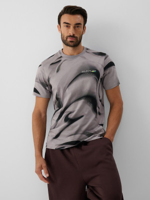 4F T-shirt regular z nadrukiem męski - czarny