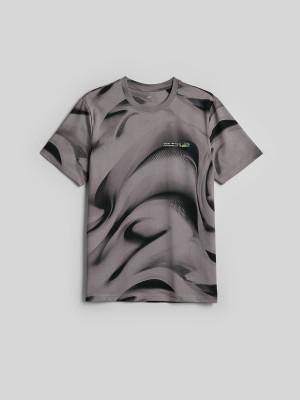 4F T-shirt regular z nadrukiem męski - czarny